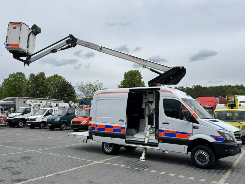 Mercedes Sprinter Zwyżka Podnośnik Koszowy KLUBB K42P UDT WUMAG GSR Wysokość Podnoszenia 15m SUPER STAN VERSALIFT 8.2m w bok P7