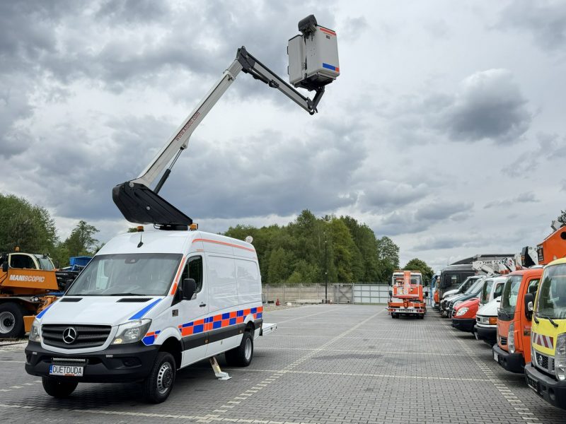 Mercedes Sprinter Zwyżka Podnośnik Koszowy KLUBB K42P UDT WUMAG GSR Wysokość Podnoszenia 15m SUPER STAN VERSALIFT 8.2m w bok P7