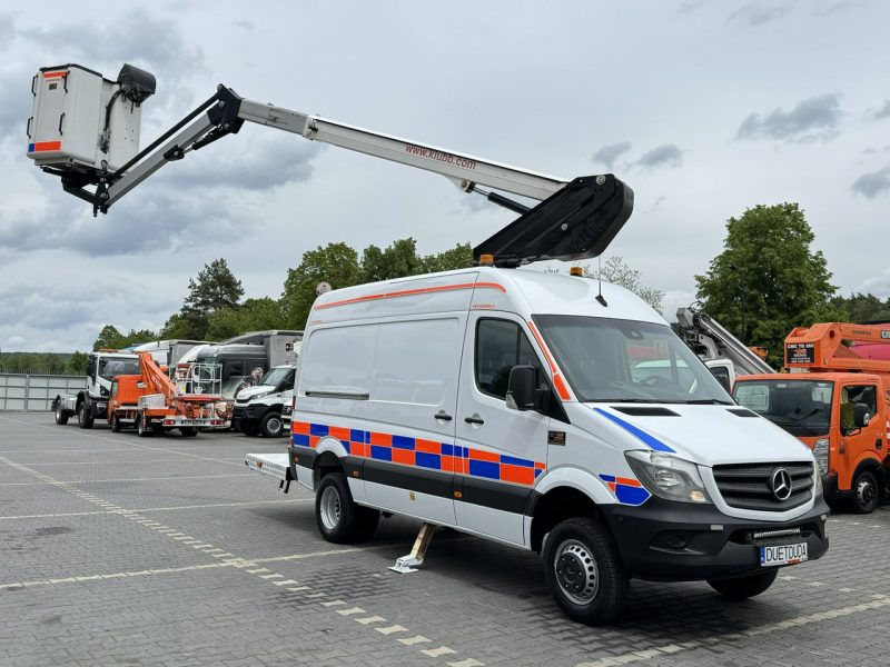 Mercedes Sprinter Zwyżka Podnośnik Koszowy KLUBB K42P UDT WUMAG GSR Wysokość Podnoszenia 15m SUPER STAN VERSALIFT 8.2m w bok P7