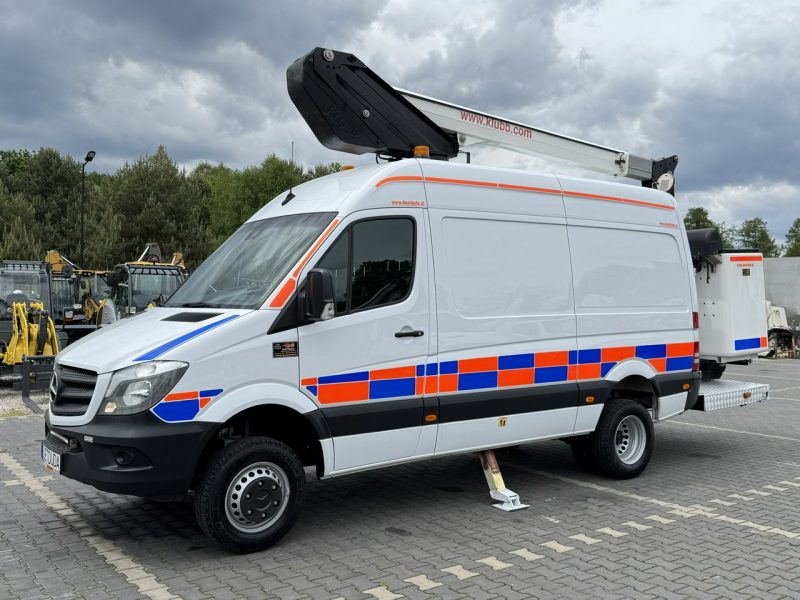 Mercedes Sprinter Zwyżka Podnośnik Koszowy KLUBB K42P UDT WUMAG GSR Wysokość Podnoszenia 15m SUPER STAN VERSALIFT 8.2m w bok P7
