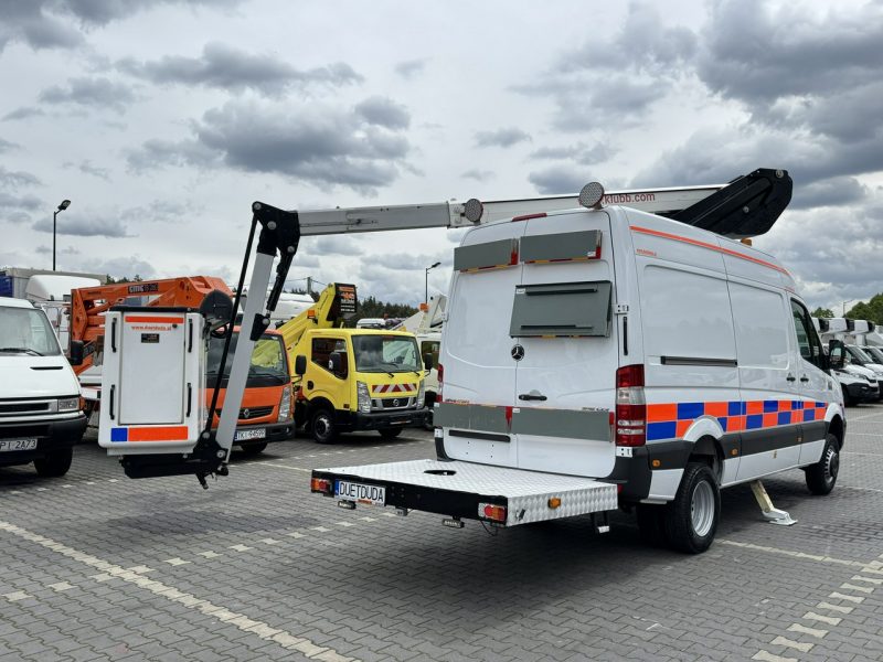 Mercedes Sprinter Zwyżka Podnośnik Koszowy KLUBB K42P UDT WUMAG GSR Wysokość Podnoszenia 15m SUPER STAN VERSALIFT 8.2m w bok P7