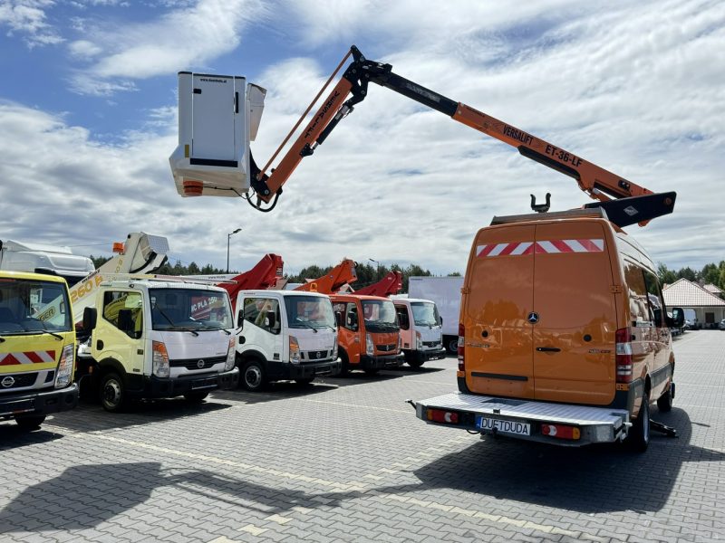 Mercedes Sprinter Zwyżka Podnośnik Koszowy VERSALIFT KLUBB ET-36-LF UDT Wysokość Podnoszenia 14m 100% SPRAWNY SUPER STAN VERSALIFT 8m w bok P7