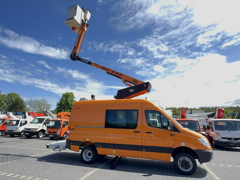 Mercedes Sprinter Zwyżka Podnośnik Koszowy VERSALIFT KLUBB ET-36-LF UDT Wysokość Podnoszenia 14m 100% SPRAWNY SUPER STAN VERSALIFT 8m w bok P7