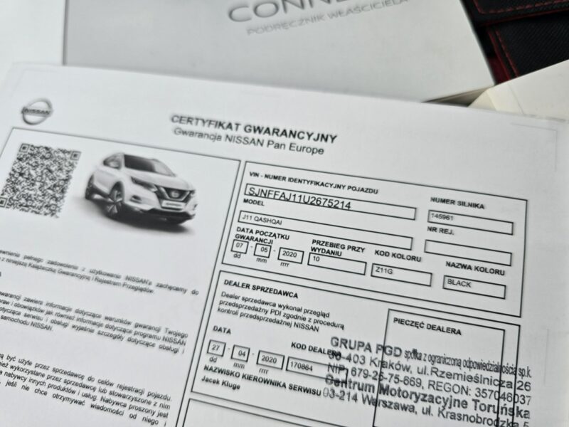 Nissan Qashqai TEKNA 1.3 DiG-T 140KM Salon PL 2020 Serwis ASO GWARANCJA 3 LATA FV 23% II (2013-2021)