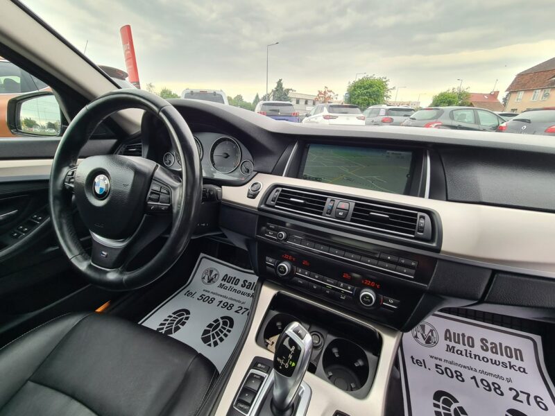 BMW 518 Szyberdach Navi El+Pamięć Fotele Skóra 2xPDC El.Klapa Xenon Wolne Ręce F10 (2009-2017)