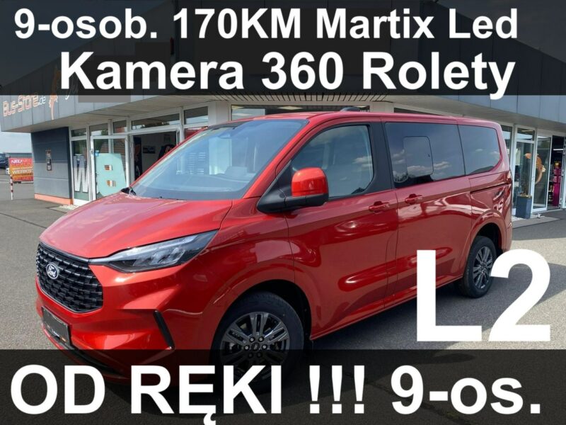 Ford Tourneo Custom 9-osob. L2 170KM Kamera 360 Matrix Led Akt. TempovOd ręki! - 3283zł