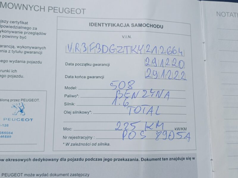 Peugeot 508 1.6 225 KM GT Line EAT8 Maksymalne wyposażenie II (2018-)