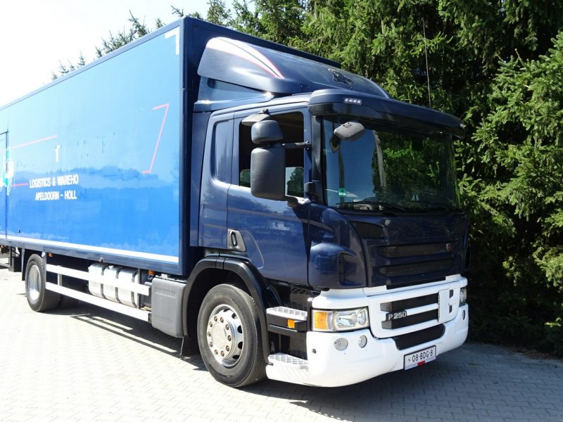 Scania P250 Euro 6 kontener 19 palet winda klapa Scania P 250 Euro 6 kontener 19 palet winda klapa poduszki sprowadzony