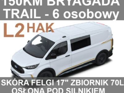 Ford Transit Custom Trail L2 150KM 6-os. Brygadowy Hak Skóra Osłona pod silnikiem