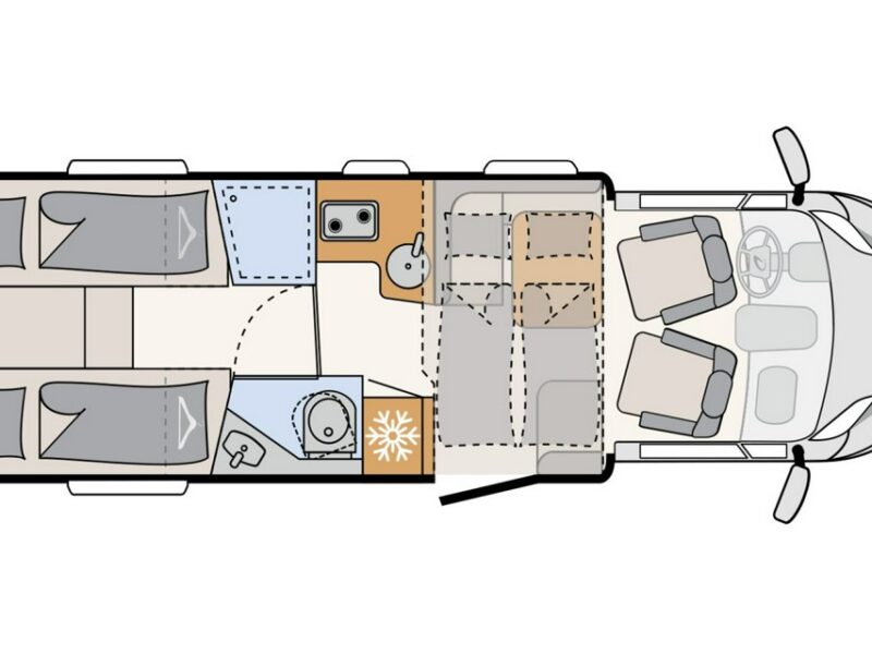 samochody kempingowe Dethleffs JUST GO T7055 EB (2025) Zimowy Just Go w automacie od Dethleffs! Kamper na bazie nowego Forda