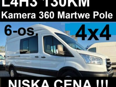 Ford Transit 4X4 L4H3 130KM Brygadowy 6-osob. Kamera 360 Martwe Pole Od ręki !!!