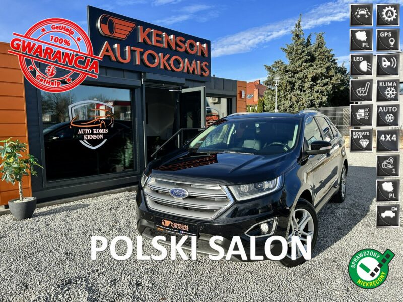 Ford EDGE 4x4, 1-Wł, Bezwypadkowy, Świeży Rozrząd, LED, Asystenci,Kamera Cofania